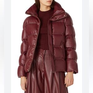 STAUD Burgundy Puffer Jacket